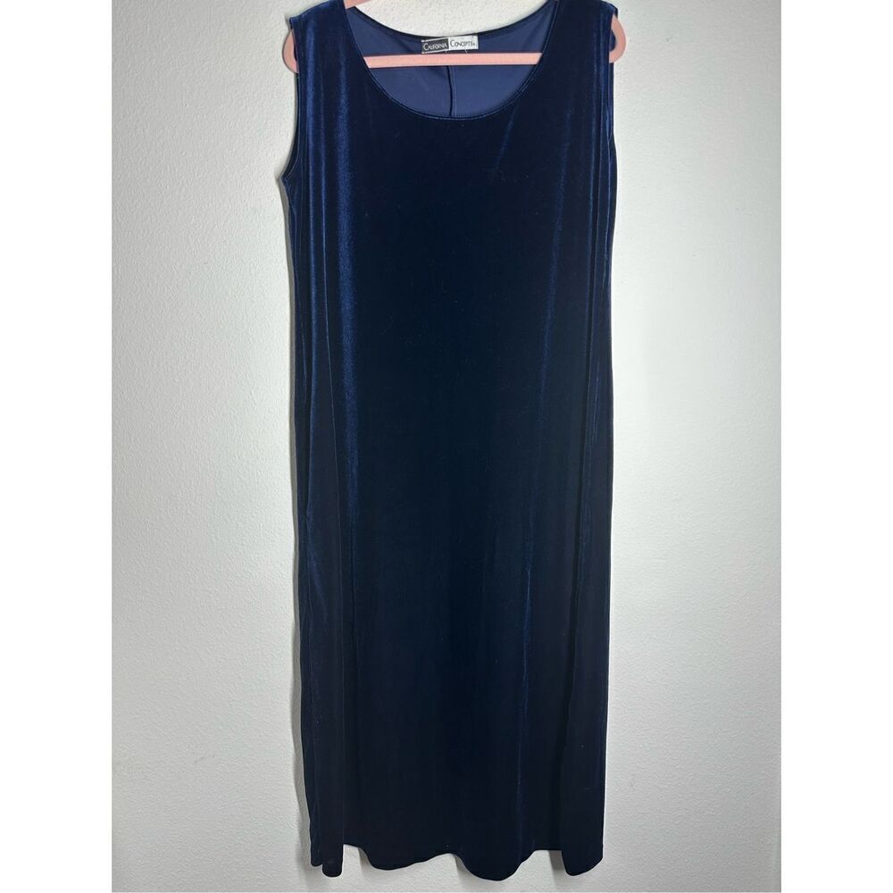 California Concepts Women’s Velour Sleeveless Maxi Dress Blue Size XL See Notes